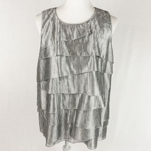 ❗BOGO Anne Klein Silver Flowy Chic Layered Blouse